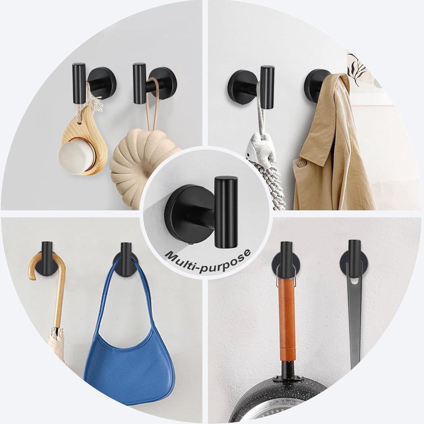 5 Pieces Matte Black Bathroom Hardware Set, 23.6-inch+15.35-inch Bathroom Towel bar SUS304 Stainless Steel Bathroom Towel Bar Set