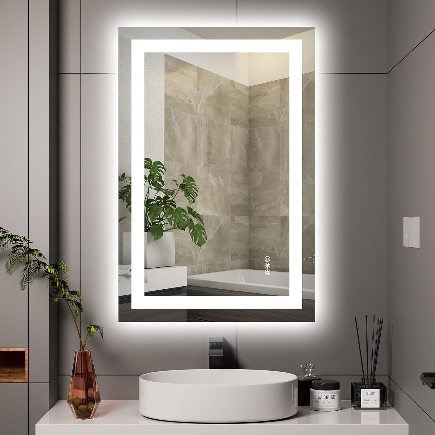 24X36 LED Bathroom Mirror with Lights, Anti-Fog, Dimmable, Backlit + Front Lit, Smart Bathroom Vanity Mirror, Memory Function, Shatterproof, Tempered Glass (Horizontal/Vertical)