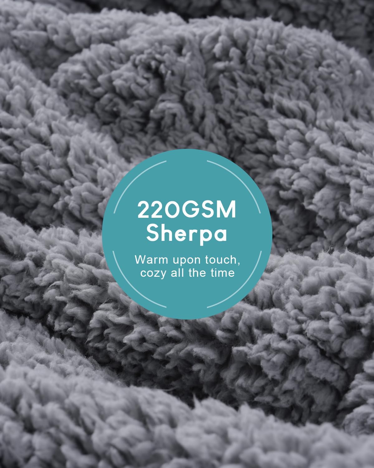 Cottonblue Weighted Blanket for Adults - Plush Cozy Sherpa Weighted Blankets for a Better Night's Sleep, Luxurious Jacquard Decor Blanket Queen Size for Bed Sofa Couch, 60x80 Inches,15lbs,Grey