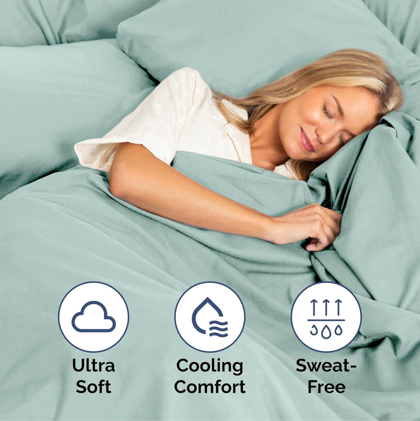 Queen Size 4 Piece Sheet Set - Extra Soft, Breathable & Cooling Sheets - Hotel Luxury Durable Bed Sheets for Women & Men - Deep Pockets, Easy-Fit & Wrinkle-Free Sheets - Light Teal Oeko-Tex Bed Sheets