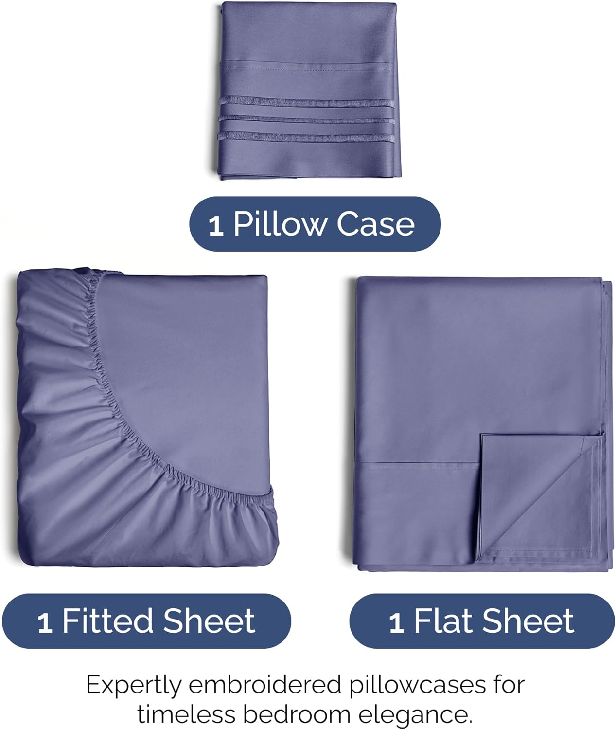 Twin Size 3 Piece Sheet Set - Extra Soft, Breathable & Cooling - Hotel Luxury Durable Bed Sheets - Deep Pockets, Easy-Fit & Wrinkle-Free - Twilight Purple Oeko-Tex