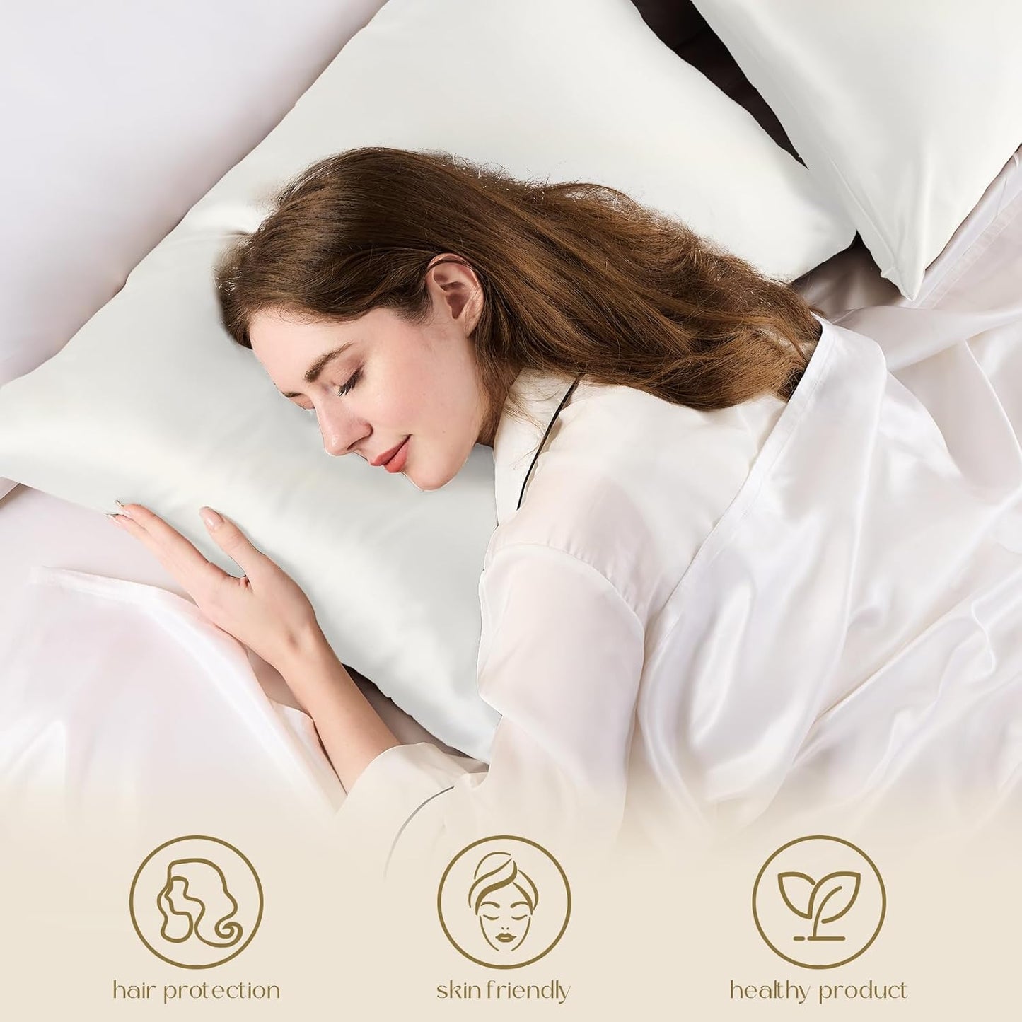 ZIMASILK 100% Pure Mulberry Silk Pillowcase for Hair and Skin Health,Both Sides 19 Momme Silk,1pc (Body 20"x54",Ivory)