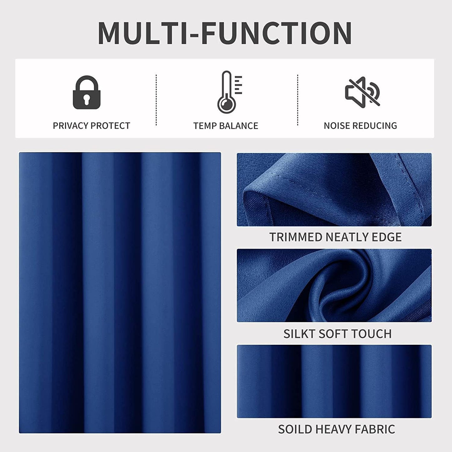 Joydeco Blackout Curtains 84 inches Long 2 Panels Set, Thermal Insulated Long Curtains & Drapes 2 Burg, Room Darkening Grommet Drapes for Bedroom Living Room Windows (W42 x L84 Inch, Royal Blue)