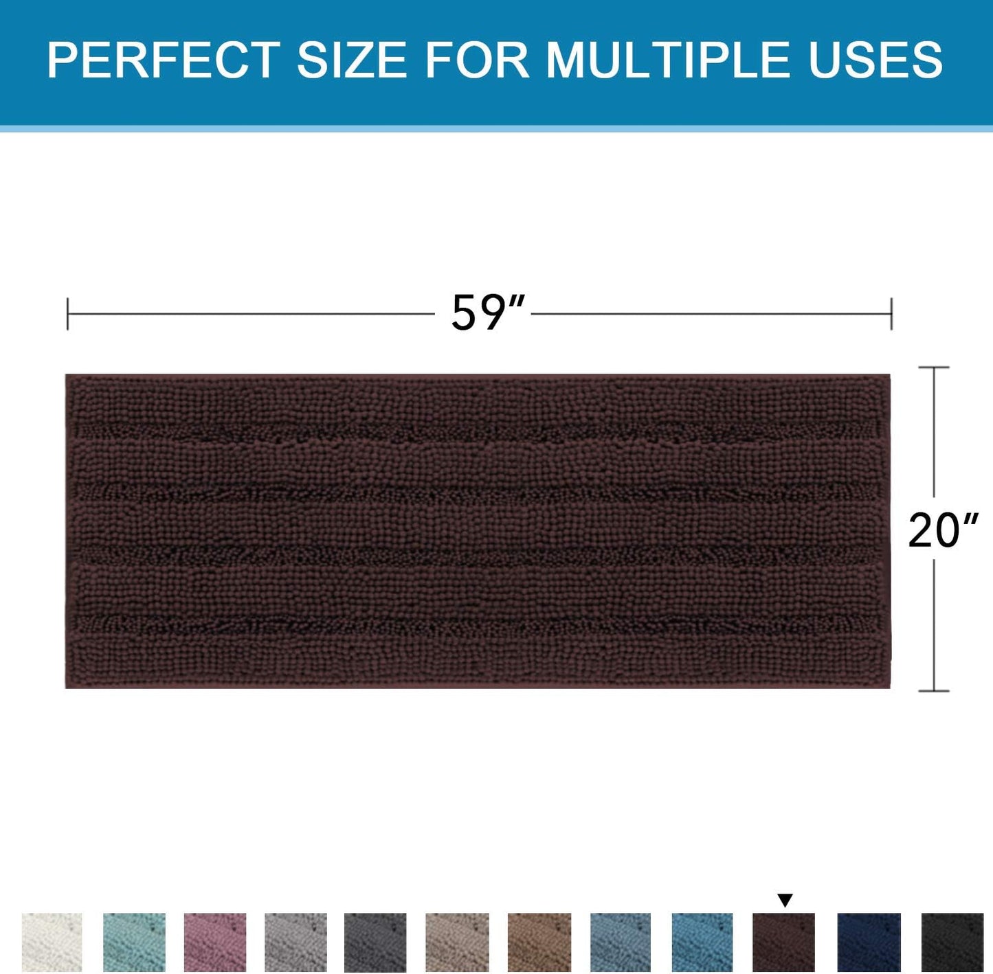 H.VERSAILTEX Bathroom Rugs Bath Mat Runner Rug Non Slip Kitchen Rug Extra Long Bath Rug Runners Oversized 59" x 20" Absorbent Washable Dry Fast Plush Area Rug for Bathroom/Bedroom - Chocolate