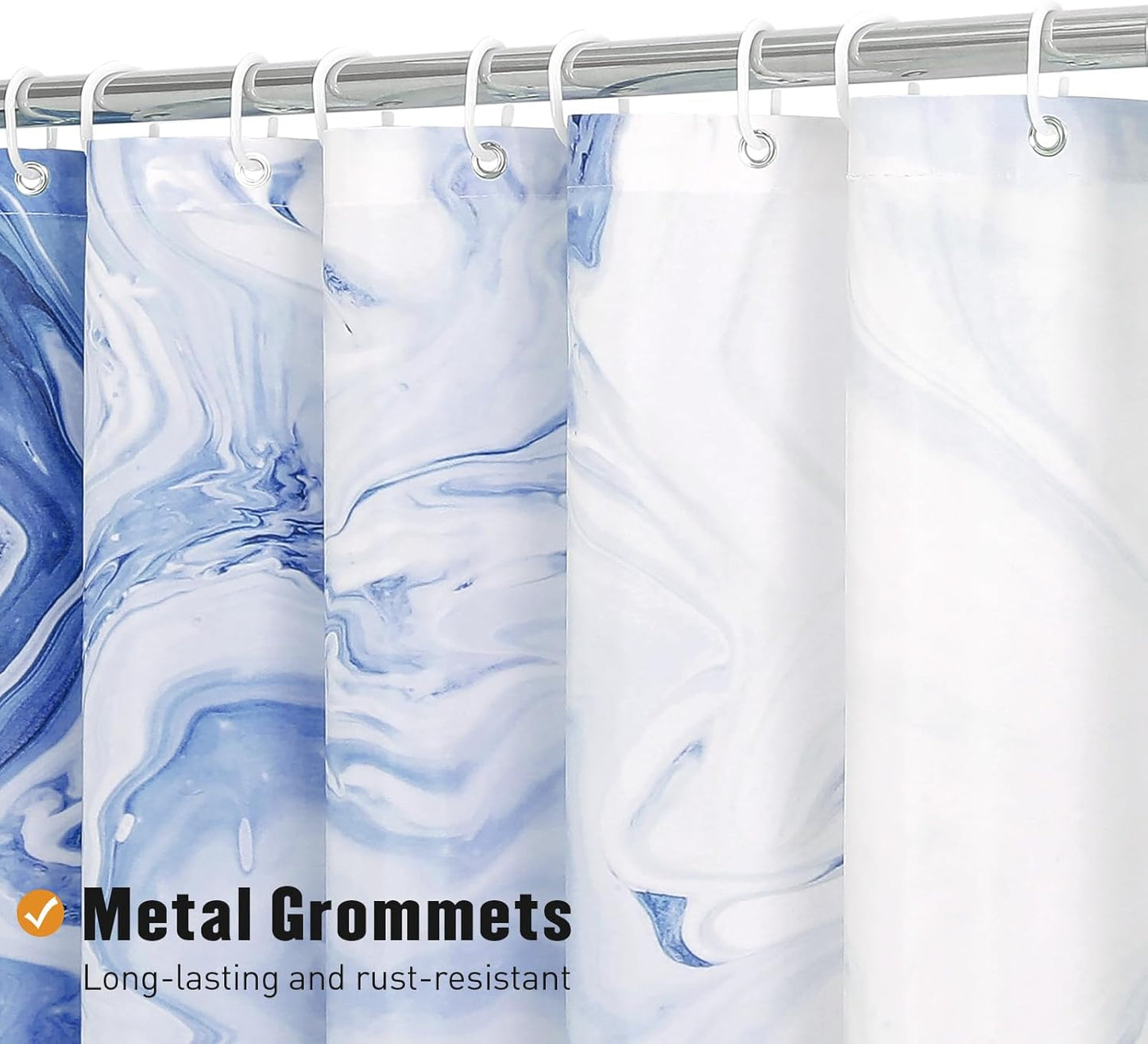 MitoVilla Navy Blue Marble Small Stall Shower Curtain 36 x 72, Abstract Ombre Half Size Narrow Shower Curtain Set, 36 inch Modern Fabric Shower Curtains for Chic Luxury Bathroom Decor