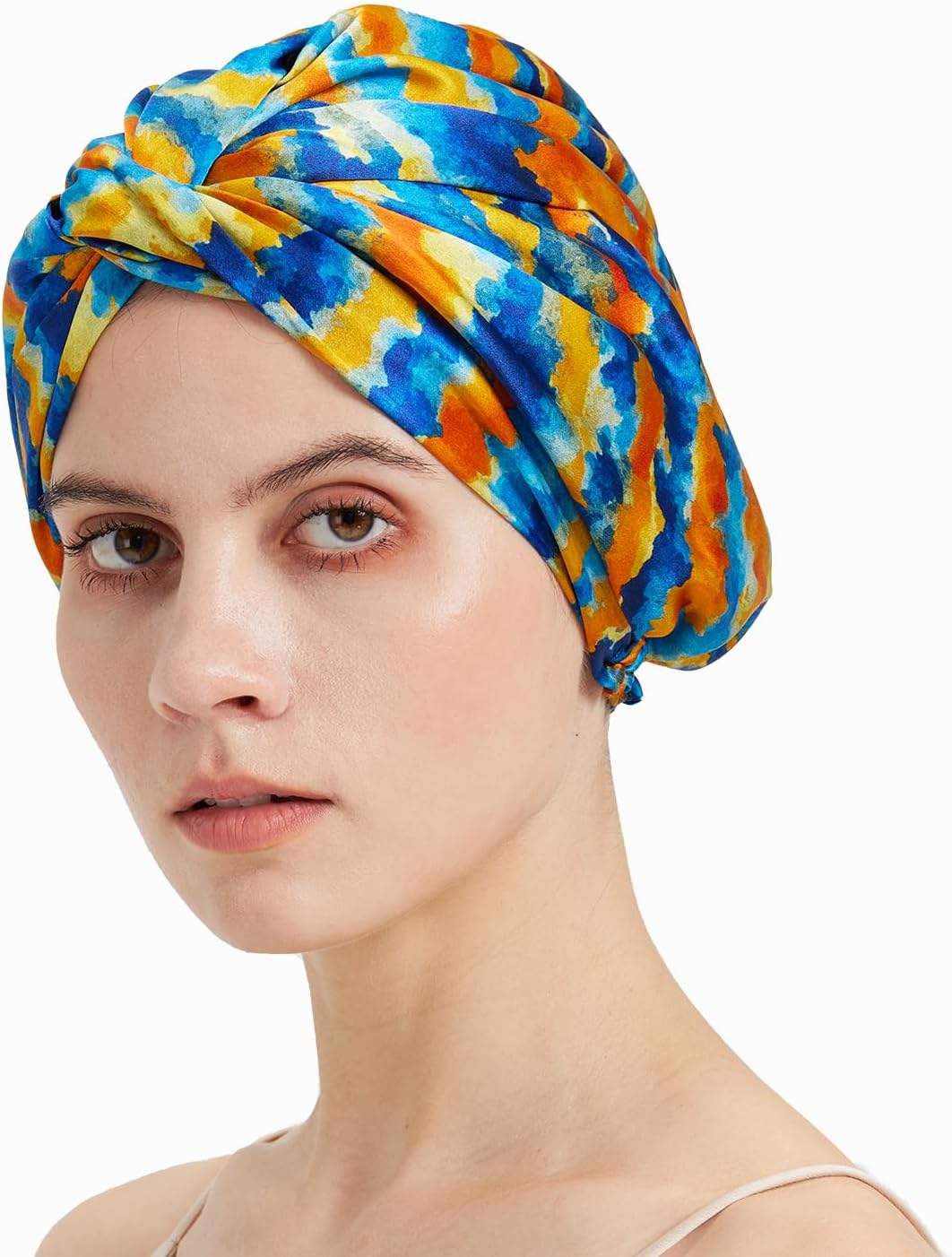 100% Mulberry Silk Bonnet, Double-Layered Hair Bonnet for Sleeping Women, Pure Silk Turban, Night Sleep Hair Wrap