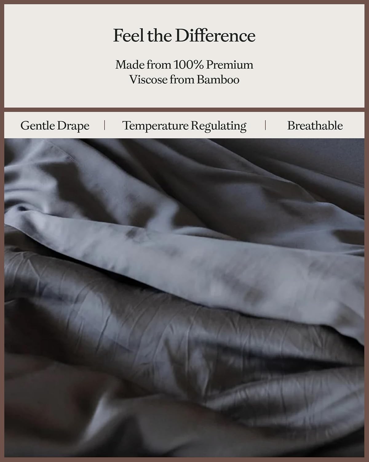 Cozy Earth Luxury Duvet Cover Twin - 100% Viscose from Bamboo - Ultra-Soft, Cooling & Lightweight Duvet Cover - Temperature-Regulating Bedding with Concealed Zip & Interior Snap Closures - Charcoal