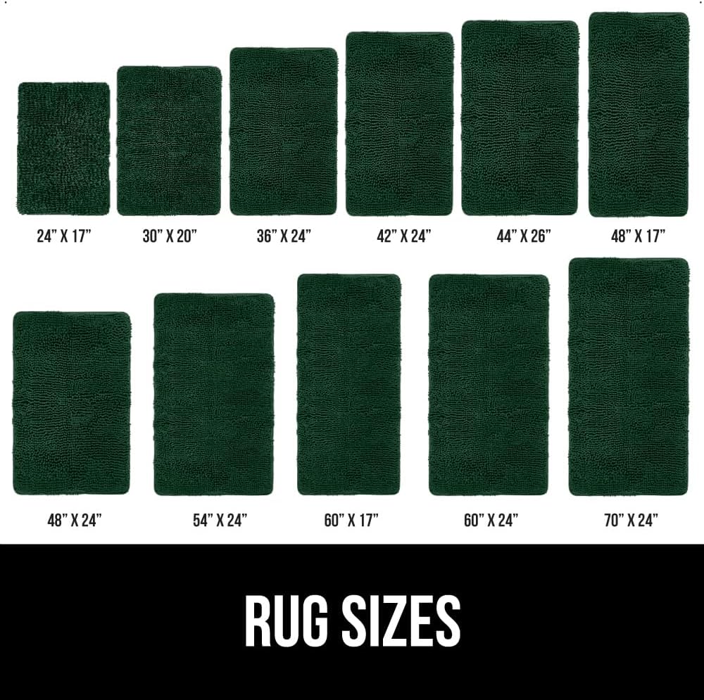 GORILLA GRIP Bath Rug Mat, Soft Absorbent Chenille, Quick Dry Microfiber Mats, Rubber Backing Washable Shower Floor Rugs, Bathmat Runner, US Designed Bathroom Decor Accessories 24x17, Hunter Green