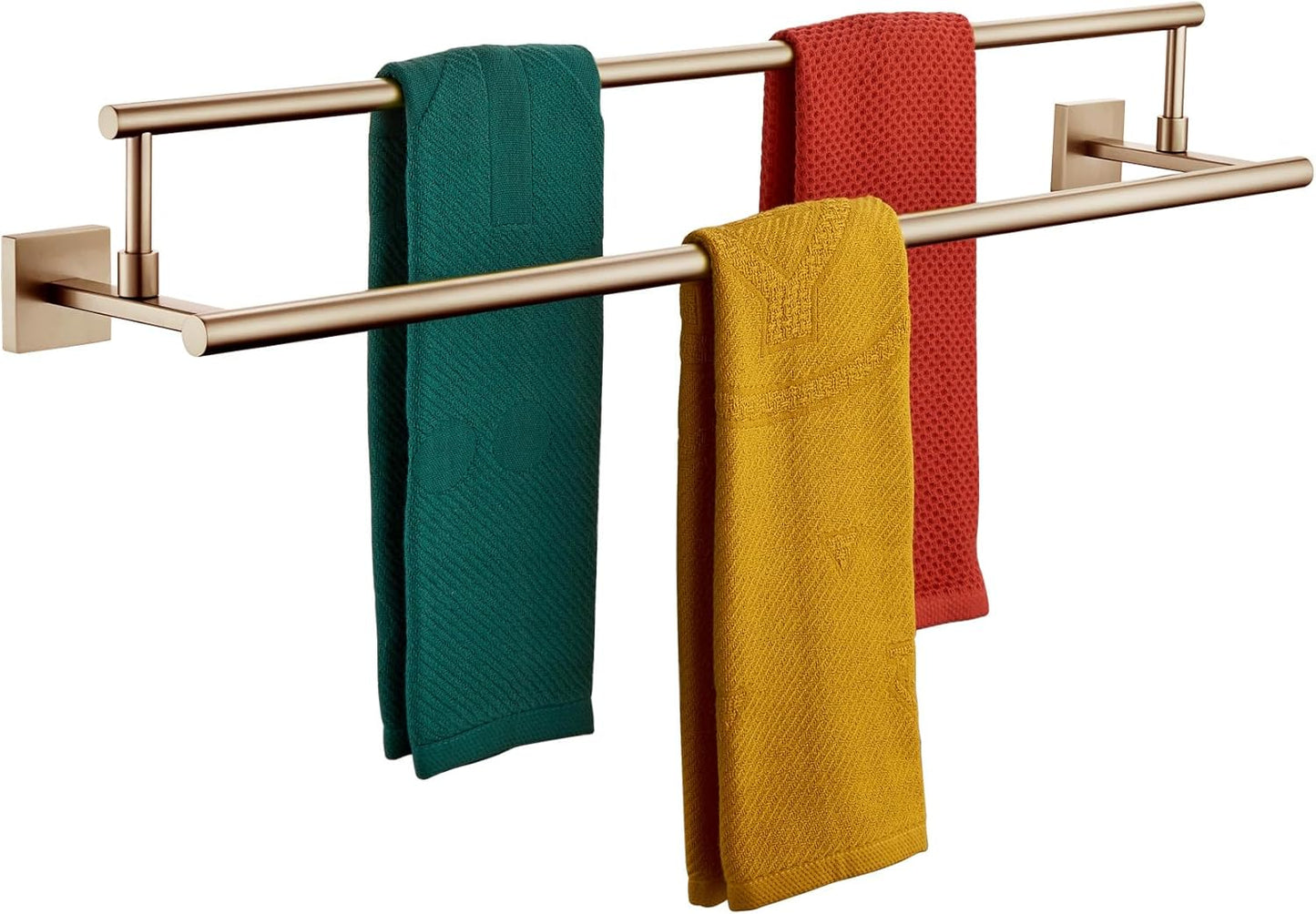 KOKOSIRI Towel Bars 32-Inch Bathroom Towel Holder Champagne Bronze Double Bath Towel Racks Wall Mounted Stainless Steel B5009CPG-L32