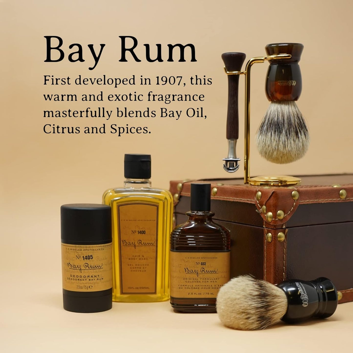 C.O. Bigelow Bay Rum Hair & Body Wash for Men, Citrus Spice Scented Men's 2 in 1 Shampoo & Body Wash with Aloe Vera, 10 Fl Oz