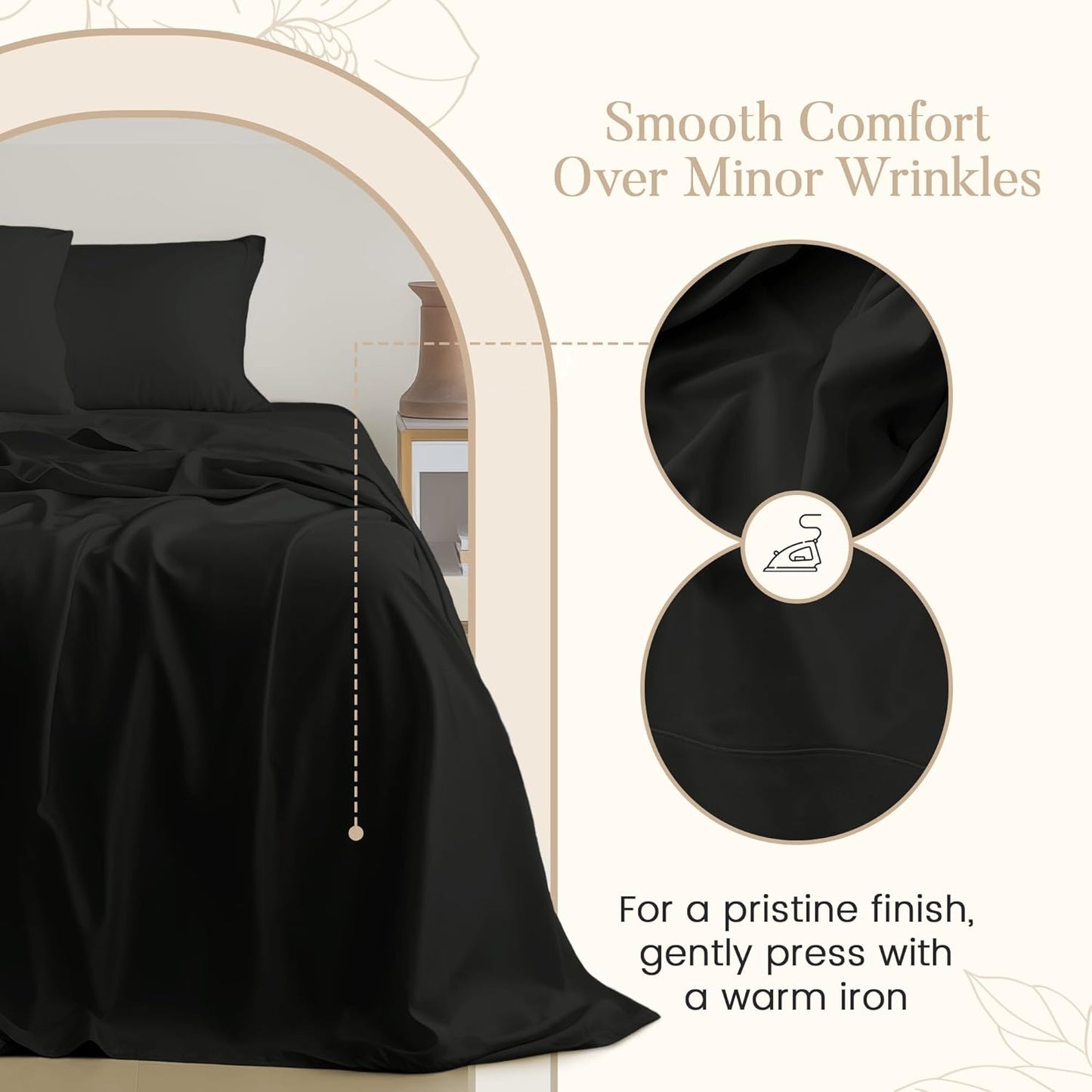 Egyptian Cotton Sheets Split King Size Sheet Set, 800 Thread Count Sateen Weave Hotel Collection Split King Sheet Deep Pockets, Cotton Bed Sheets Fits up to 17" – Black
