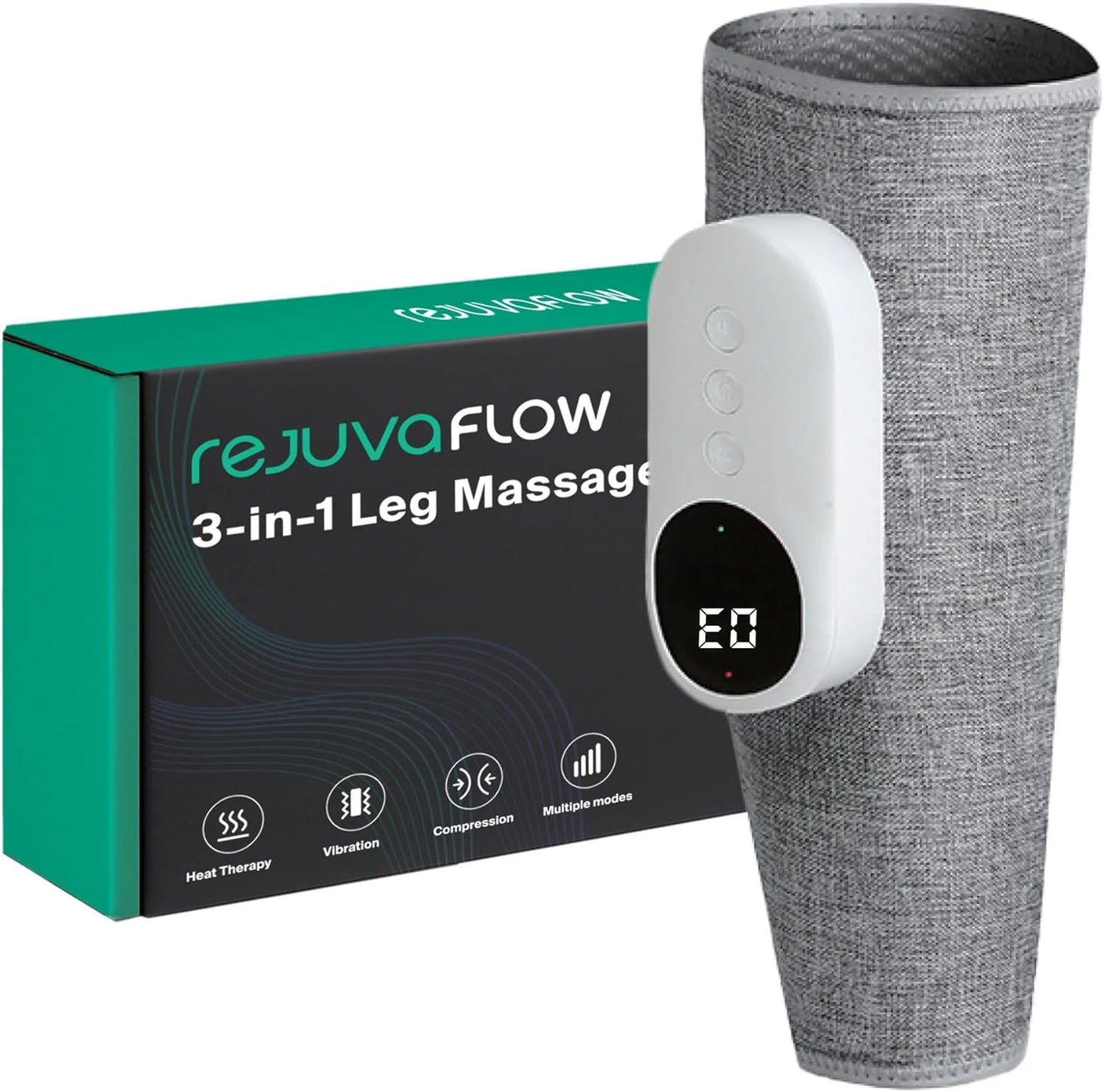 RejuvaFlow 3-in1 Leg Massager – The Official Triple Method Calf Massager – Adjustable Calf Massager for Everyday Comfort & Relaxation - Single Pack