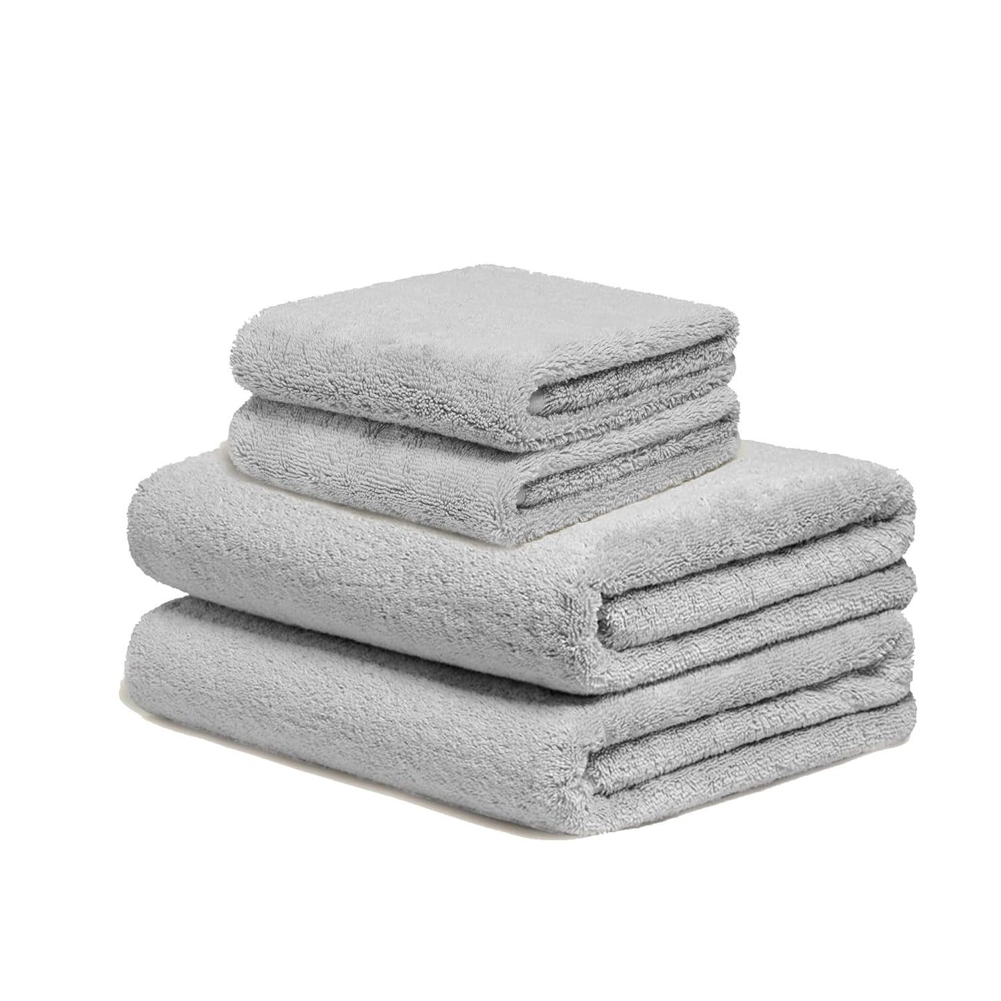 Italic Serene Ultraplush Cotton Towel Set, 4-Piece, 2 Bath Towels + 2 Hand Towels, Light Gray, Large, 800GSM, 100% Cotton, Heavy Duty, Resort Grade Towels (Light Gray)