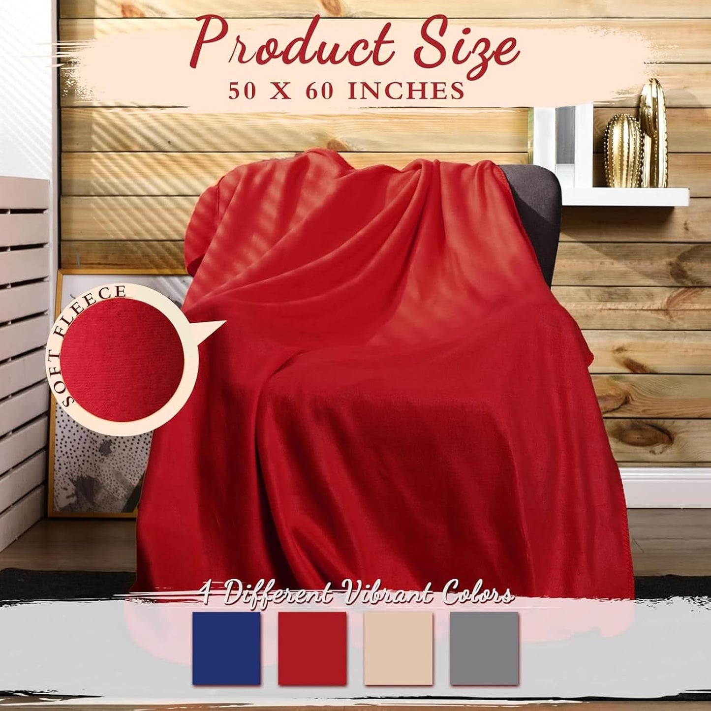 24 Packs Fleece Throw Blanket Soft Warm Lightweight Fleece Blanket Cozy Throw Bulk for Bed Couch Sofa Home Office Wedding Gifts Suitable for Seasons, 50 x 60 Inches(Morden Color)