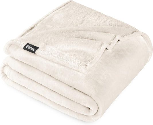 Bare Home Fleece Blanket - Throw Extra Long - Ultra-Soft Lightweight for Bed, Sofa, and Couch - Luxury Microplush - Cozy Warm Blanket (Throw XL, Vanilla)