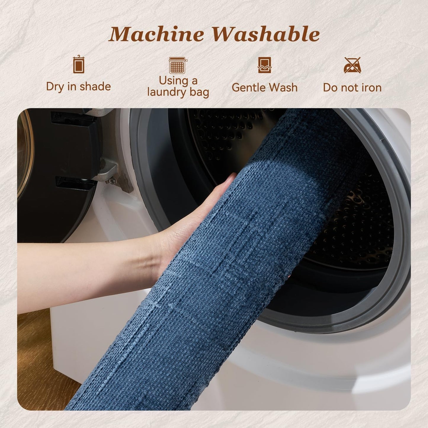 AMOAMI Bath Mat Non Slip Super Absorbent Quick Dry Bath Mats for Bathroom Floor Rubber Backing Washable Bathroom Rugs Modern Woven Jacquard Mat, Beside Tub Bath Rugs, 2' x 6', Blue