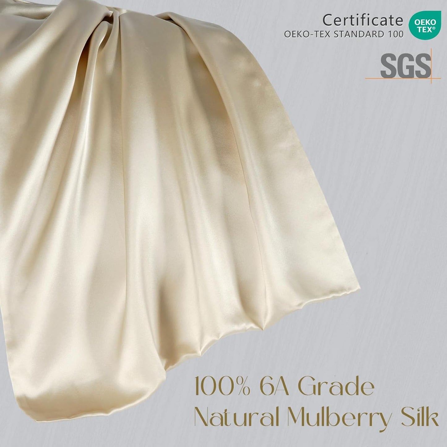 ZIMASILK 100% Pure Mulberry Silk Pillowcase for Hair and Skin Health,Soft and Smooth,Both Sides Premium Grade 6A Silk,600 Thread Count,with Hidden Zipper,1pc (King 20''x36'',Beige)