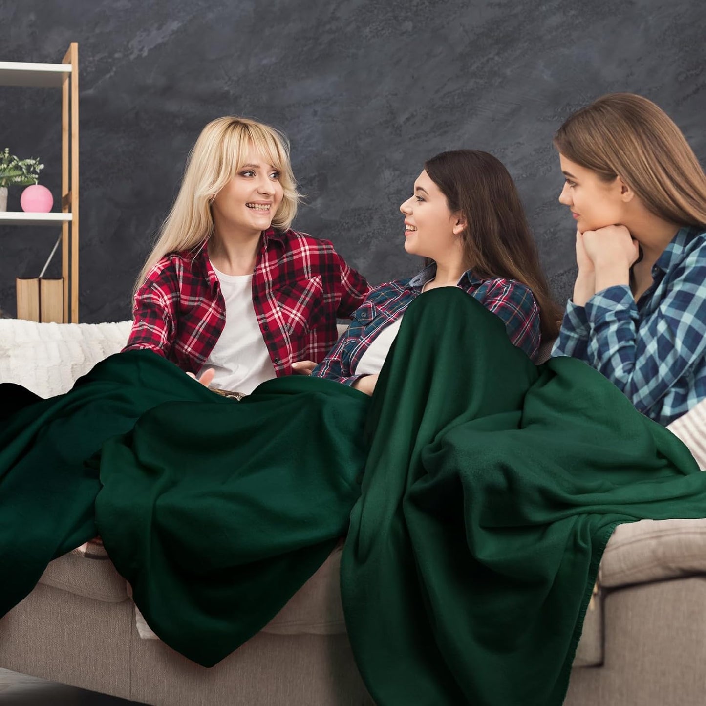 24 Packs Fleece Throw Blanket Soft Warm Lightweight Fleece Blanket Cozy Throw Bulk for Bed Couch Sofa Home Office Wedding Gifts Suitable for Seasons, 50 x 60 Inches(Turquoise Green)