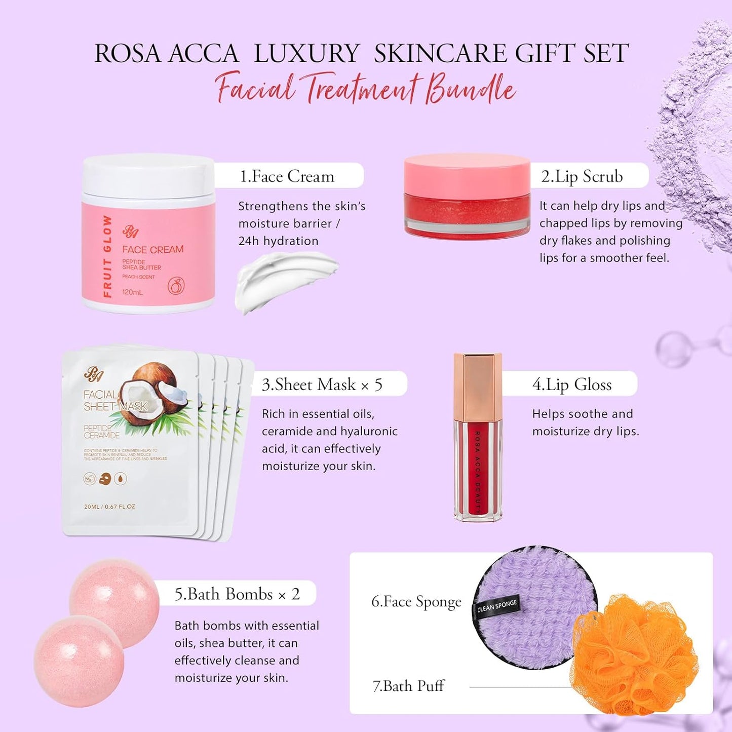 42 Pcs Christmas Gifts for Women, Super Fruit Bath and Body Gifts, Facial Skin Care Kit, Self-Care Gifts, Home Spa Set, Lip Gloss, Shower Gel, Face Sheet Mask, Serum, Birthday,Valentines, Present