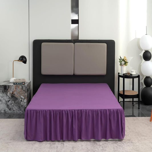 Bed Skirt Full Size Ruffled Bed Skirt with Split Corners, 12 Inch Drop Dust Ruffle Bed Skirts with Platform, Grape