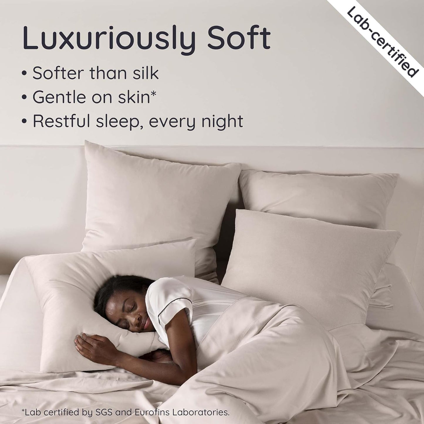 Bambaw 100% Viscose Derived from Bamboo Sheets King Size Set – 6pcs Deep Pocket King Sheets Cooling, Fits Up to 16'' with Elastic Corner Straps, Super Soft Bedding Set (Sand)