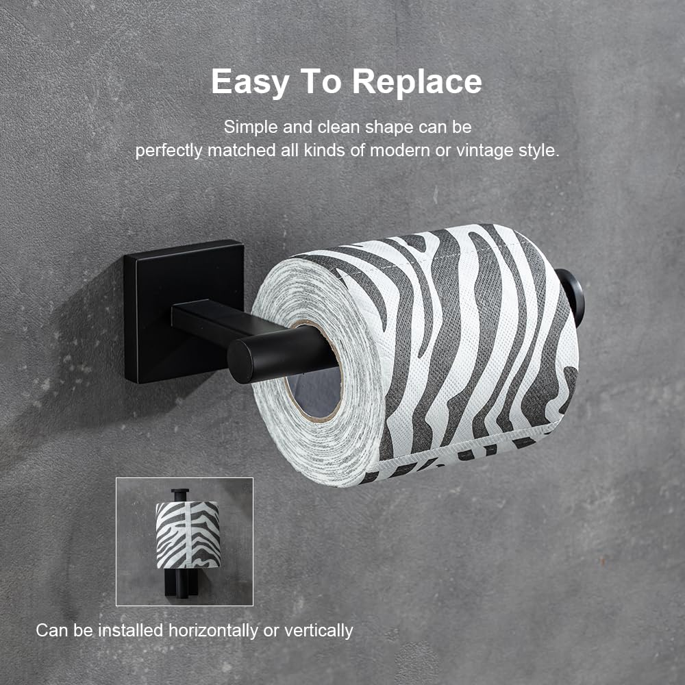 Modern Matte Black 304 Stainless Steel Toilet Paper Holder Wall Mounted Permanent Bathroom Tissue Roll Holder Toilet Paper Roll Holder Luxe Finish Toilet Roll Holder Sleek Stylish toilet tissue holder