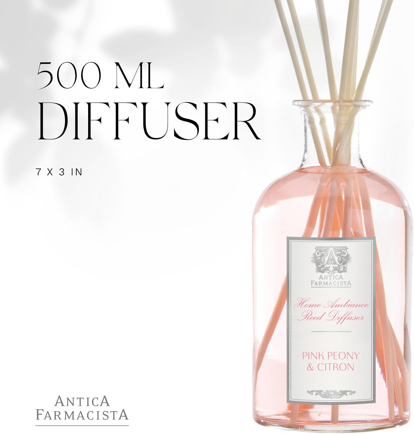 Antica Farmacista Home Ambiance Diffuser - Long-Lasting Reed Scent Diffuser - Luxury Room Freshener Gift - Pink Peony & Citron, 16.9 fl oz