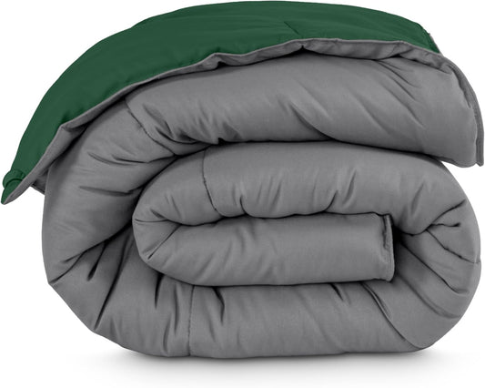 Bare Home Full Comforter - Reversible Colors - Goose Down Alternative - Ultra-Soft - Premium 1800 Series - All Season Warmth - Bedding Comforter (Full, Grey/Forest Green)