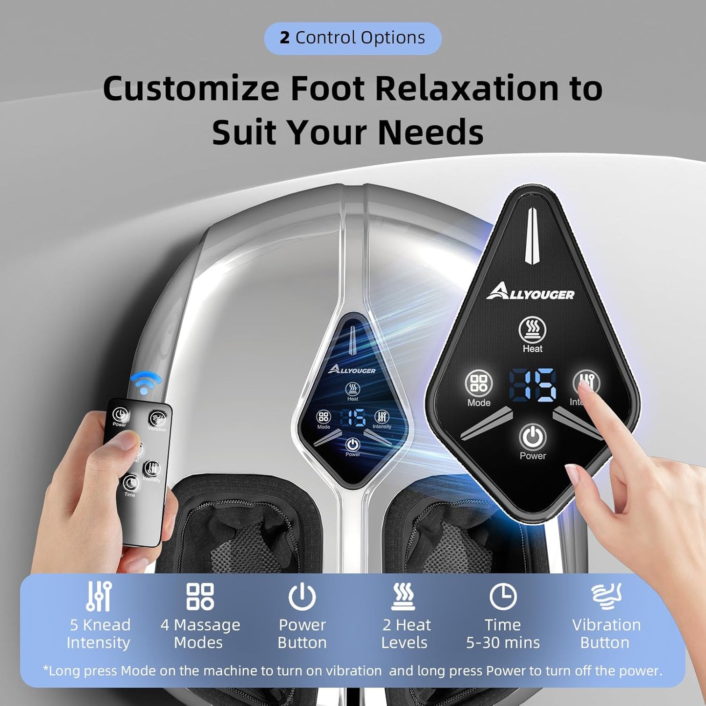 Shiatsu Foot Massager with Heat,Vibration,Air Compression and Deep Kneading for Plantar Fasciitis, Neuropathy,Improve Foot Wellness,Gifts for Women & Men（Silver）