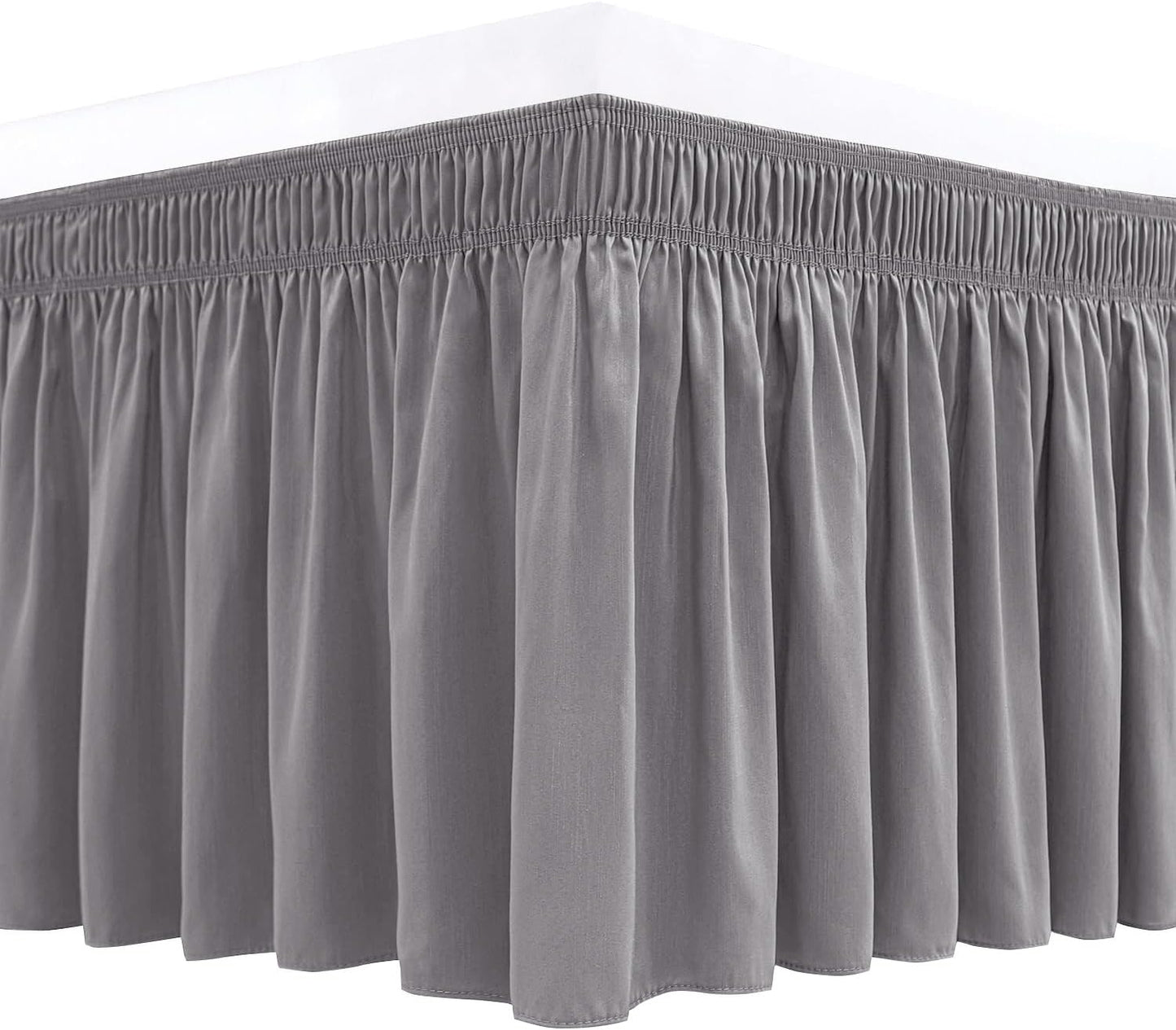 Biscaynebay Wrap Around Bed Skirts for Twin & Twin XL Beds Long Drop of 18", Silver Grey Adjustable Elastic Dust Ruffles Easy Fit Wrinkle Resistant Silky Luxurious Fabric Machine Washable