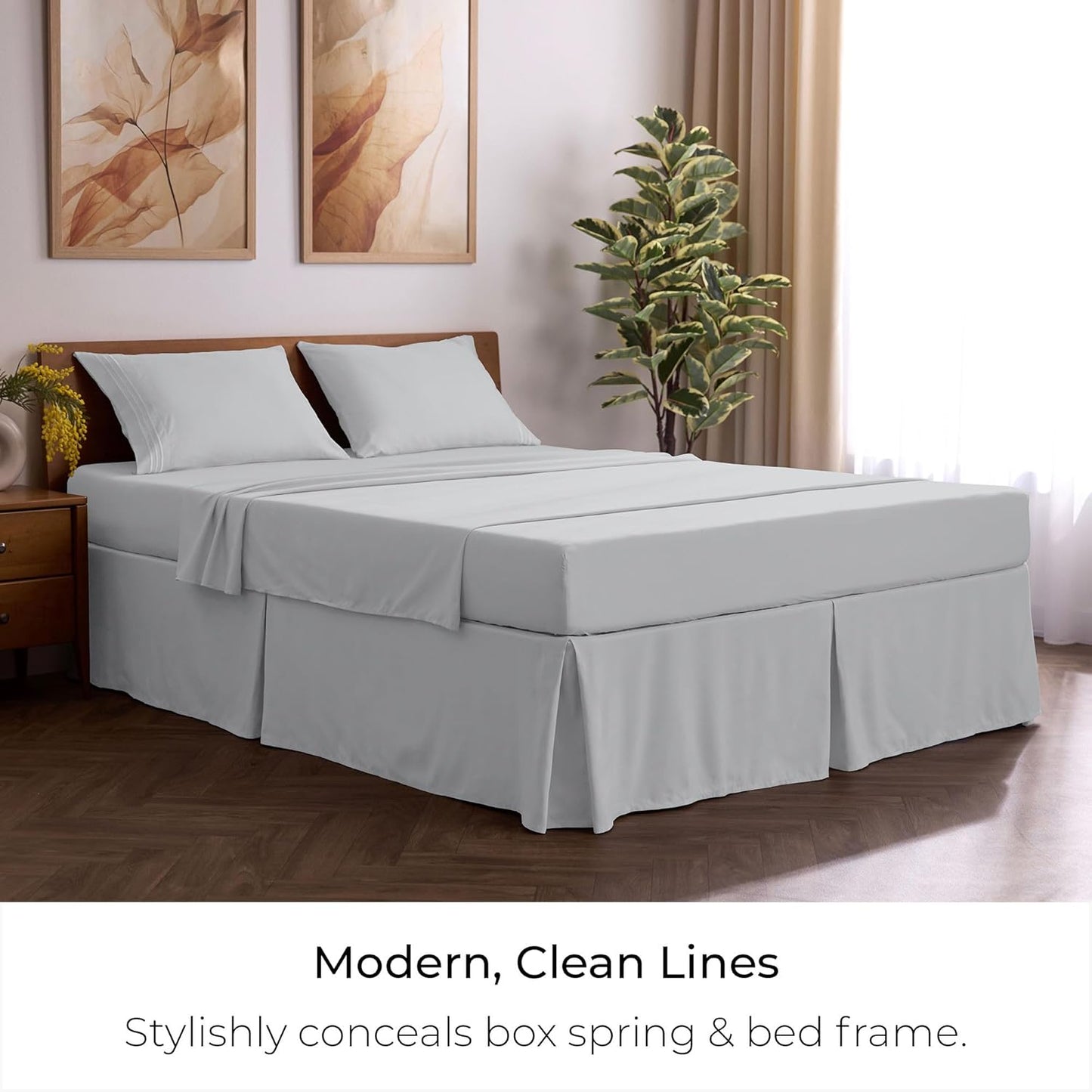 Mellanni Bed Skirt Twin XL Size - Bed Skirting - 15-Inch Tailored Drop Pleated Dust Ruffle - Hotel Luxury Bedding - Wrinkle, Fade, Stain Resistant - 1 Bedskirt (Twin XL, Light Gray)