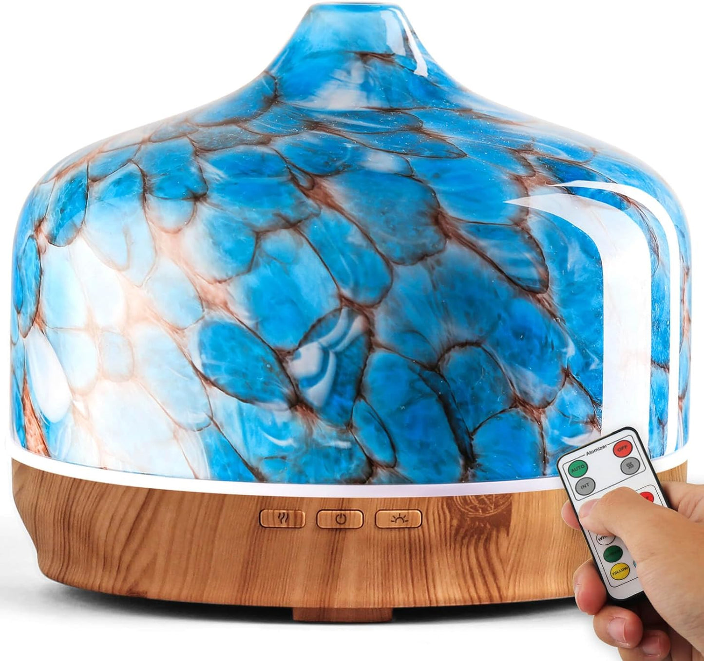 Porseme 500ml Essential Oil Diffuser, Aroma Ultrasonic Humidifier with Remote Control, BPA Free, Auto Shut-Off, 7 Color LED Light for Bedroom