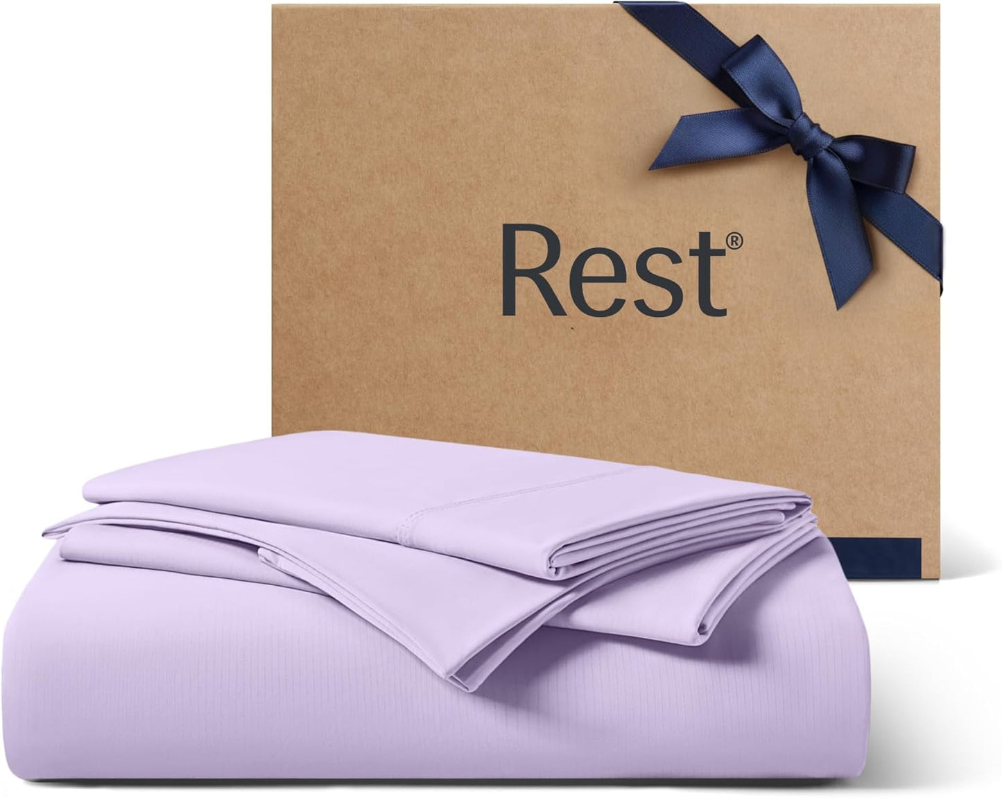 REST® Evercool®+ Starter Sheet Set, CaliKing, Lavender, Breathable Bed Sheet for Hot Sleeper and Night Sweats, with Pillowcases, Ionic+ Self-Cleaning Silver Yarn for Sensitive Skin, 3PCS No Flat Sheet