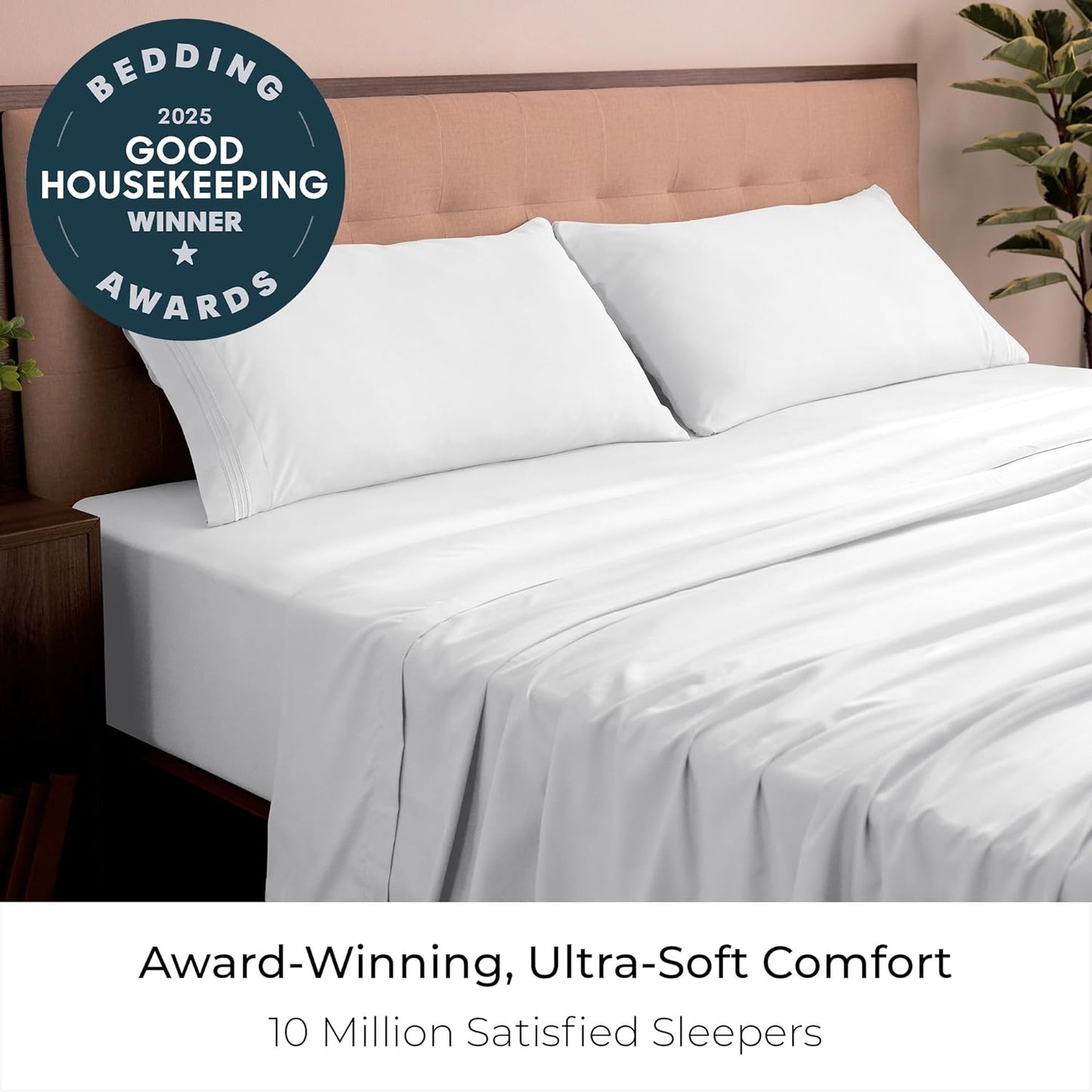 Mellanni California King Sheets Set - 4 PC Iconic Collection Bedding - Hotel Luxury, Extra Soft, Cooling Bed Sheets - Wrinkle, Fade, Stain Resistant (Cal King, White)