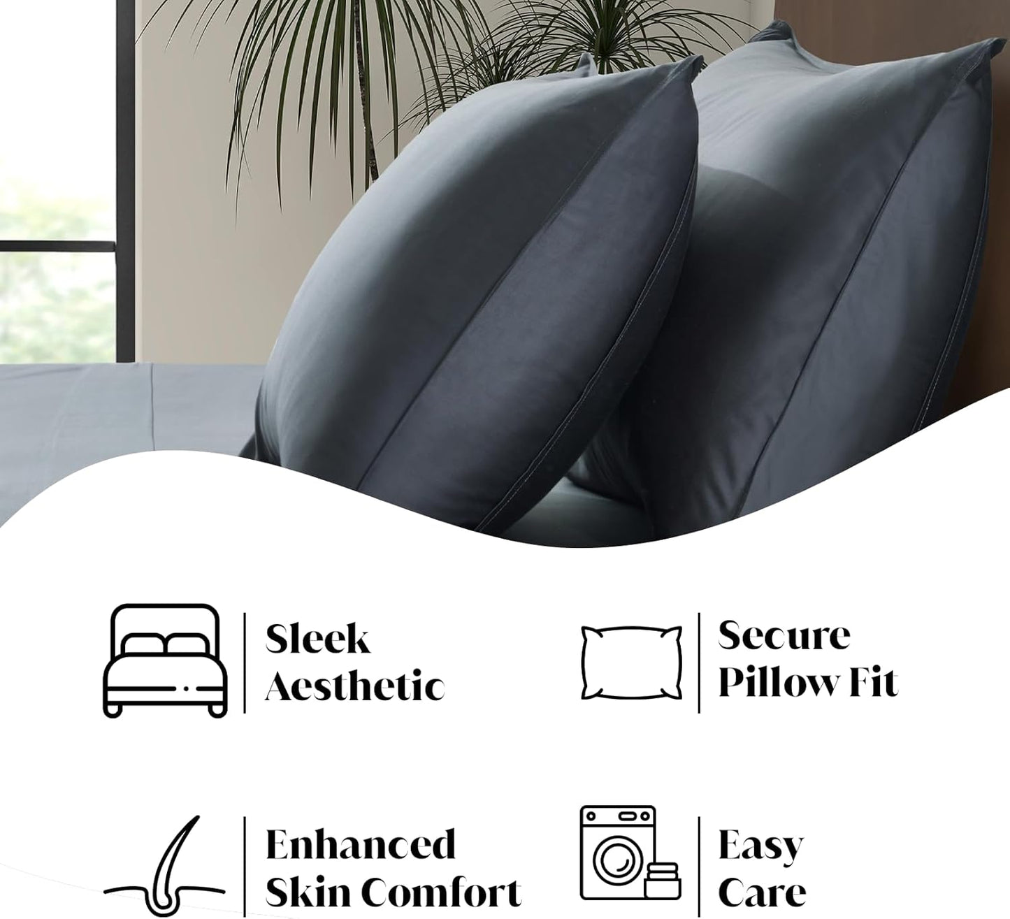Luxury Bamboo Market | Queen Size Bed Sheet Set | 100% Viscose Made from Bamboo | Organically Grown | Ultra Soft | Cooling Sheets for Hot Sleepers | 17" Deep Pocket [Charcoal Grey]