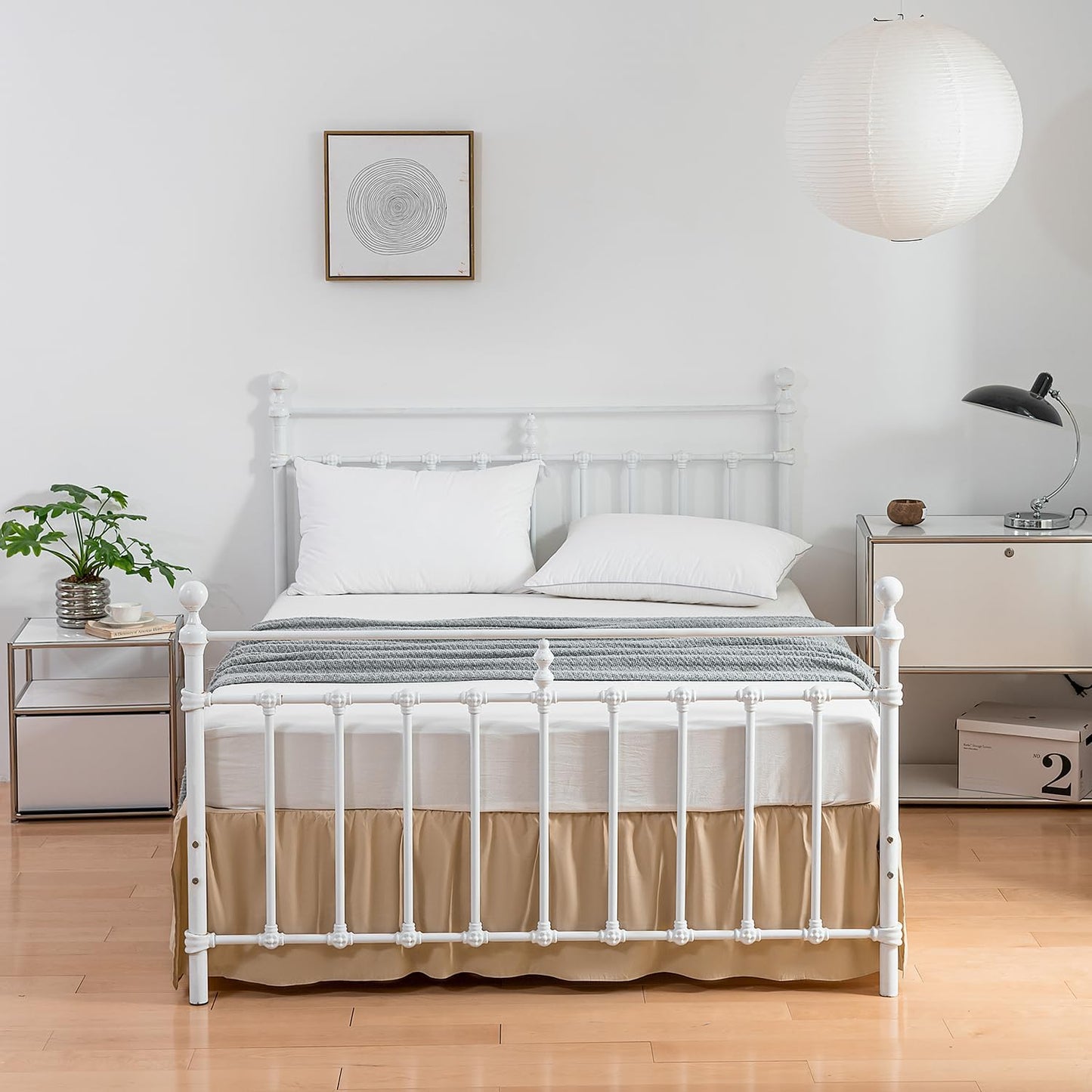 Bed Skirt, Full Size Ruffled Bed Skirt with Split Corners, 18 Inch Drop Dust Ruffle Bed Skirt with Platform, Full -18 Inch, Light Camel