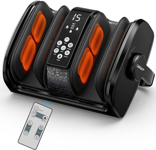 Foot Massager with Heat, 3 Heating Therapy 5 Intensity, Deep Kneading Rolling for Calf-Feet-Arm Circulation, Plantar Fasciitis and Pain Relief
