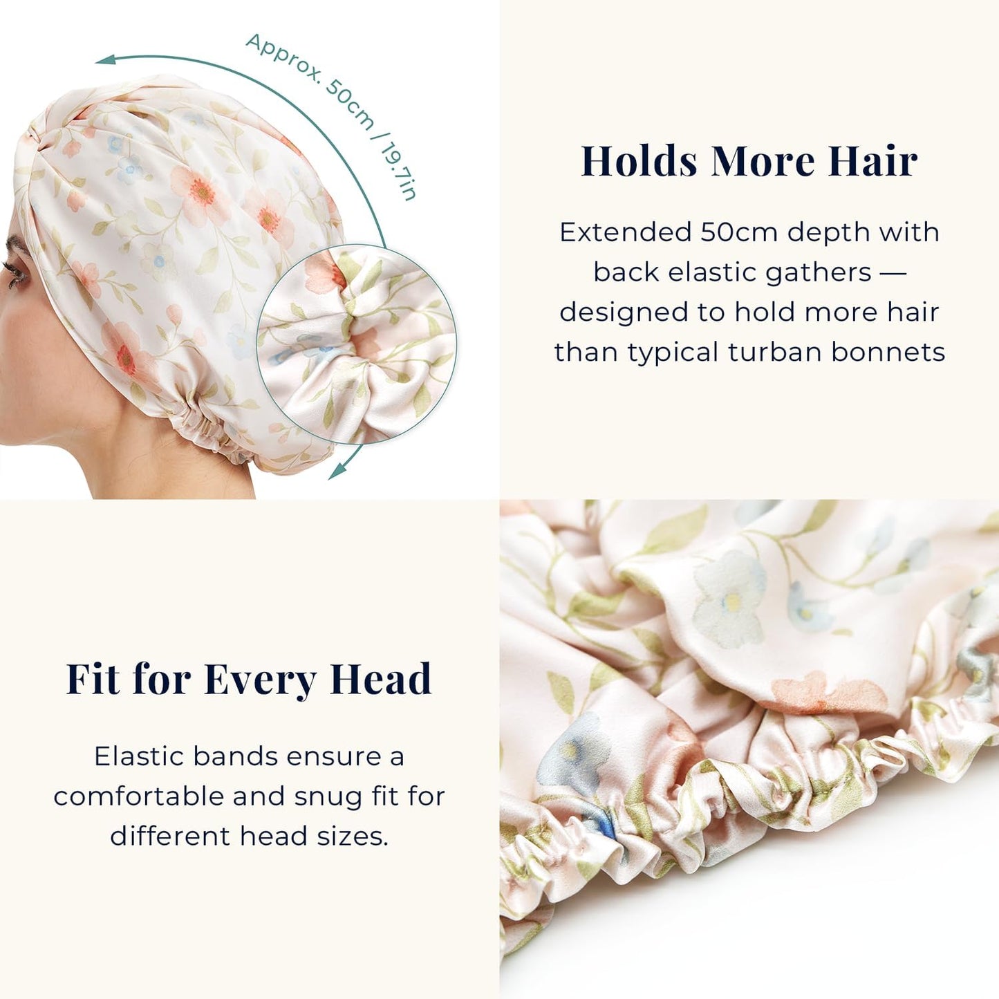 100% Mulberry Silk Bonnet, Double-Layered Hair Bonnet for Sleeping Women, Pure Silk Turban, Night Sleep Hair Wrap