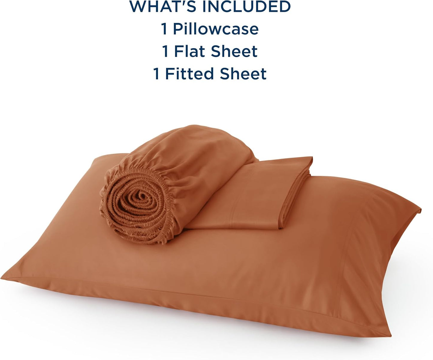 Bedsure Cooling Sheets Twin XL, Rayon Derived from Bamboo, Breathable & Soft Twin XL Sheet Sets, Deep Pocket Up to 16 Inches, Hotel Luxury Silky Dorm Bedding for Hot Sleepers, Burnt Orange