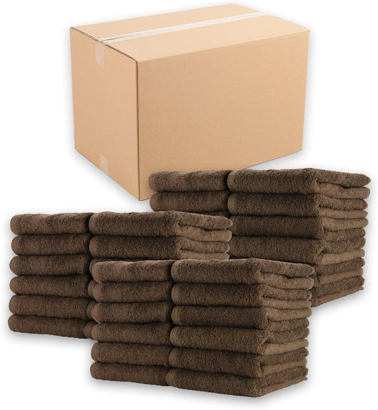 Arkwright Bleach Proof Salon Towels Bulk - Case of 180 - Highly Absorbent, 100% Cotton, Quick Dry Spa Face Towel for Hair Stylist, Barber, Pedicure, and Esthetician, 16 x 27 in, Brown