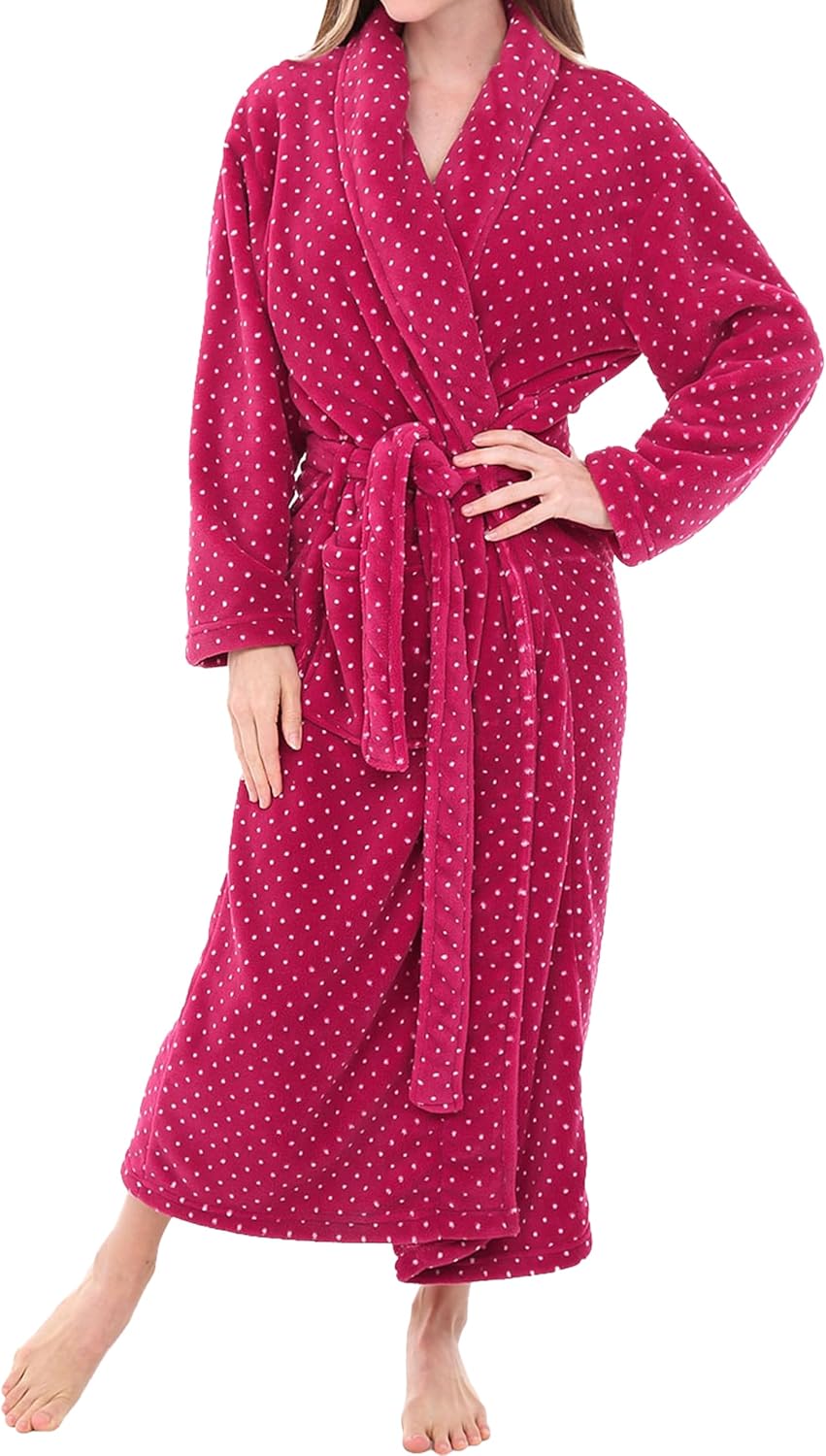 Alexander Del Rossa Plush Robe for Women, Long Fleece Winter Bath Robe, Plus Size