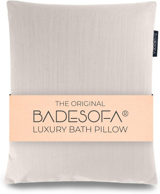 BADESOFA® Luxury Bath Pillow S - Ultra Comfortable & Quick-Drying Bath Back Pillow - Washable Full Body Bath Pillow for Bathtub - Therapeutic Head and Neck Support - Luxury Spa Cushion in Ivory Pearl