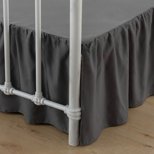 Bed Skirt Full Size Ruffled Bed Skirts with Split Corners, 16 Inch Drop Dust Ruffle Bed Skirt with Platform, Dark Grey, 16" Full
