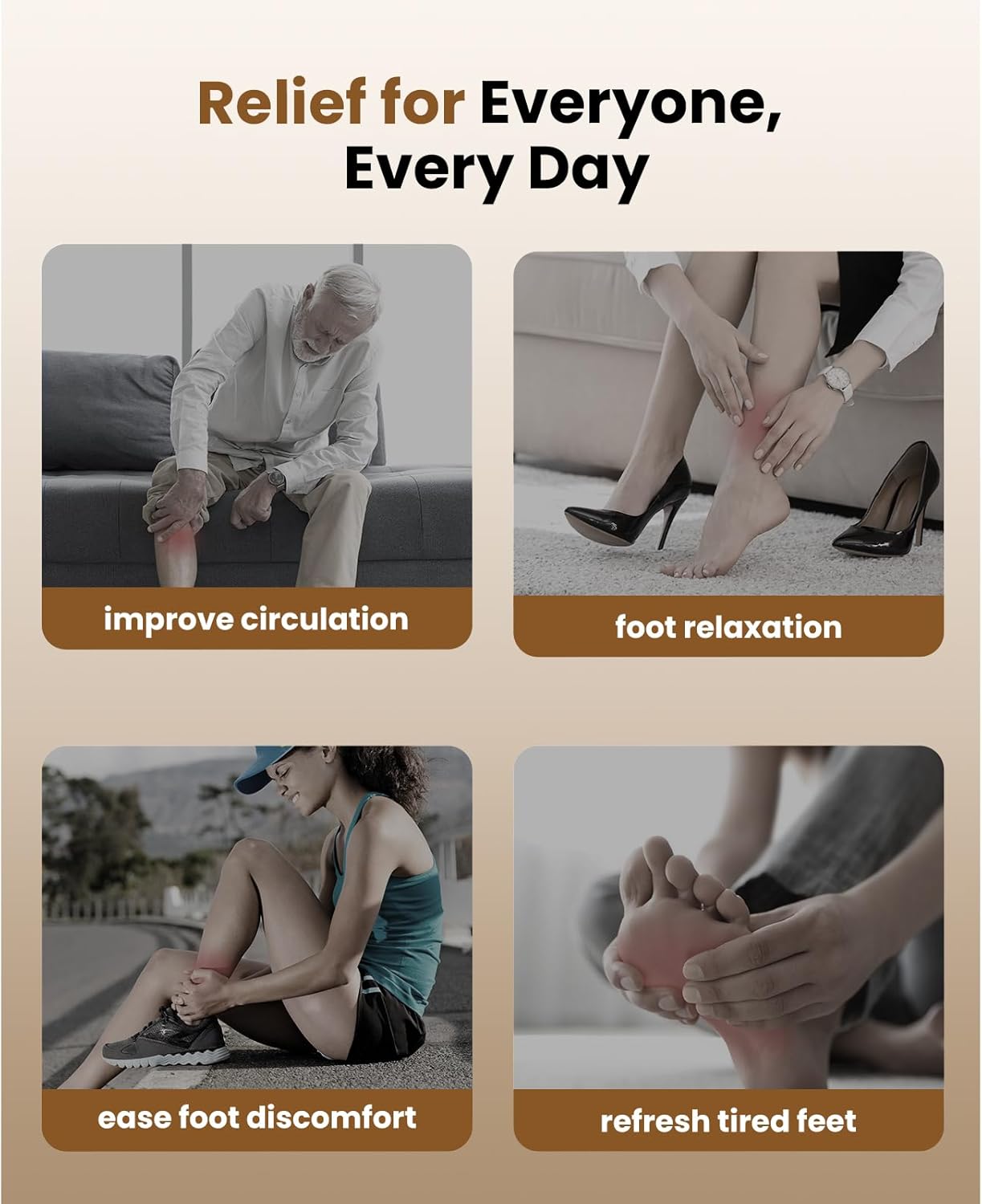 BOB AND BRAD Foot Massager with Heat and Remote, Shiatsu Deep Kneading Electric Feet Massager Machine for Plantar Fasciitis, Men Size 12