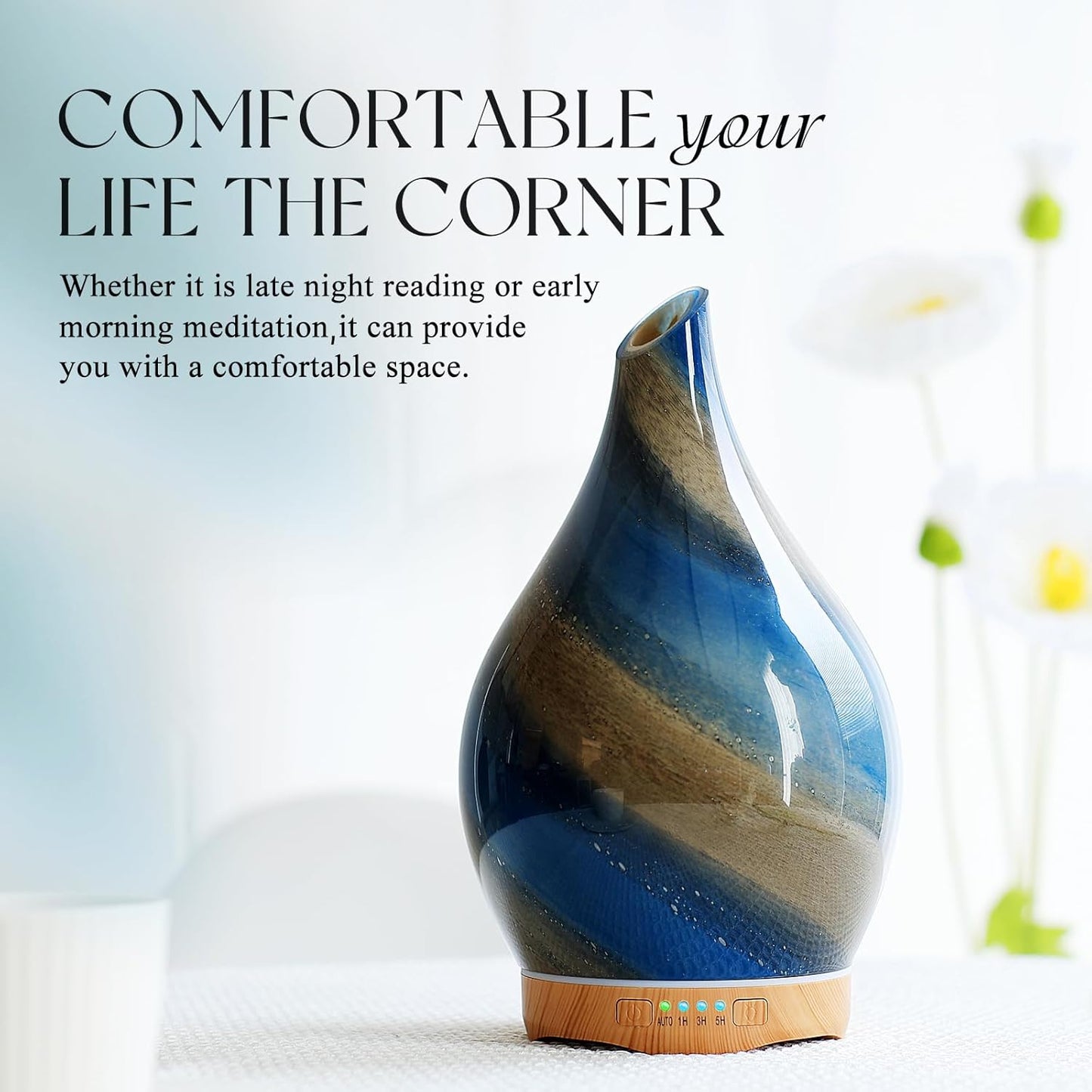 Porseme 280ml Essential Oil Diffuser Glass Color Changing Aroma Air Diffusers Aromatherapy Ultrasonic Cool Mist Humidifier 7 Running Hours Waterless Auto-Off for Sleeping, Yoga, Office, Spa (Galaxy)
