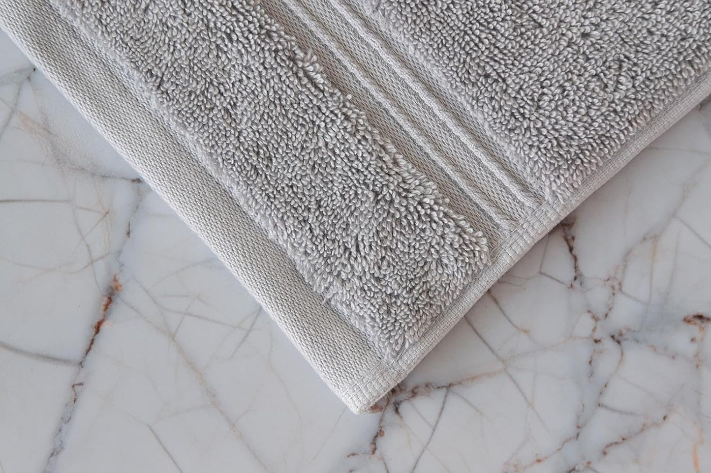 Milara Turkish Super-Plush Wash Cloths Set 4-Piece | Premium 100% Cotton Washcloths Absorbent, Durable with Hanging Loops | Silver Gray Bath Washcloths, (13 x 13 Inch)