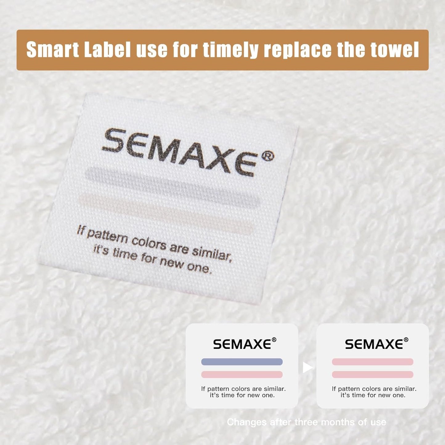 SEMAXE White Bath Towel Set, 100% Cotton Bathroom Towels with Hanging Loops, Luxury 8 Piece Towel Set Include 2 Bath Towels, 2 Hand Towels, 4 Washcloths