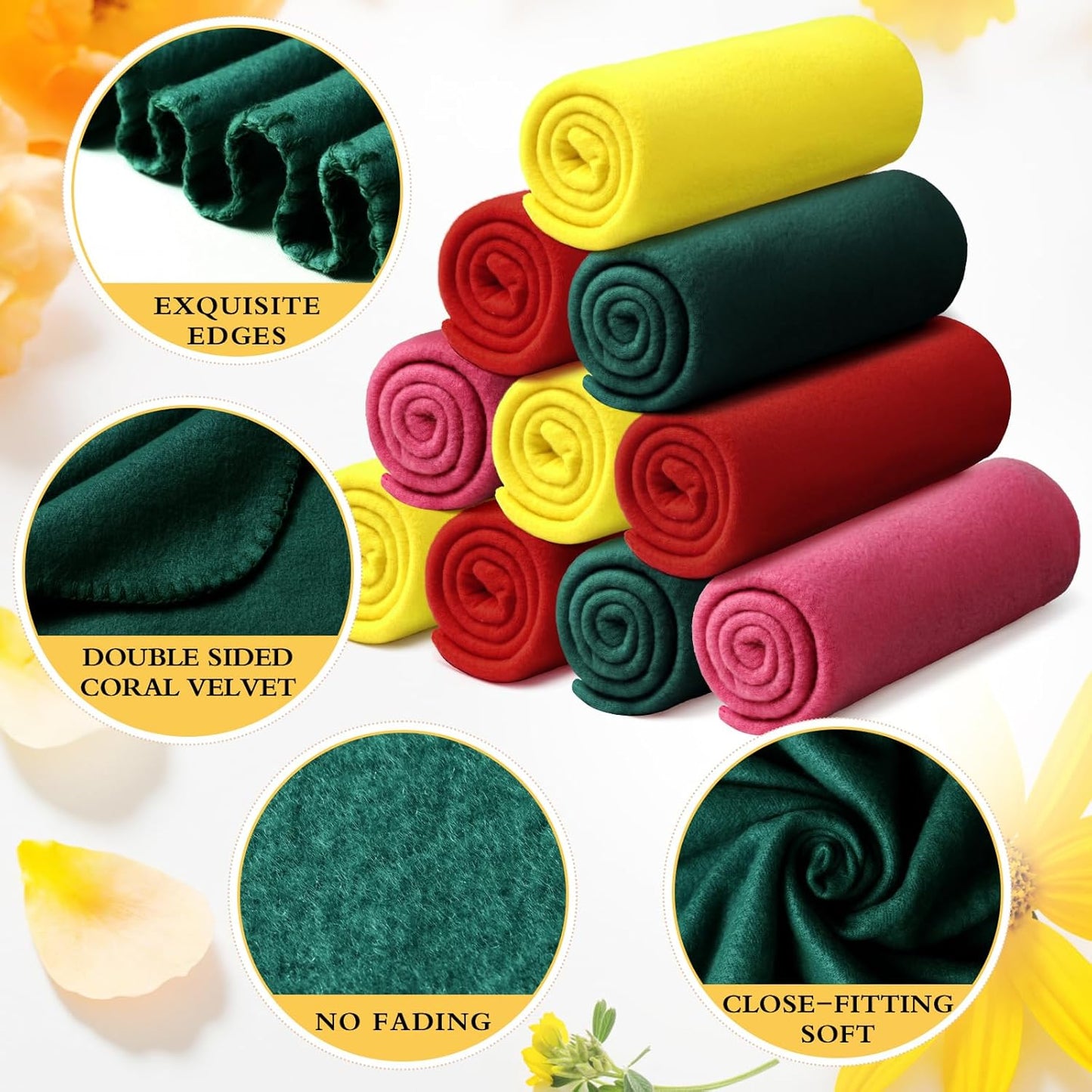 Kinlop Fleece Blanket Bulk 60 x 50 Inch Soft Lightweight Fleece Cozy Blanket Warm Throw Plush Pet Throw for Bed Couch Sofa Home Office Wedding Gifts Travel Camping(Elegant Color,40 Packs)