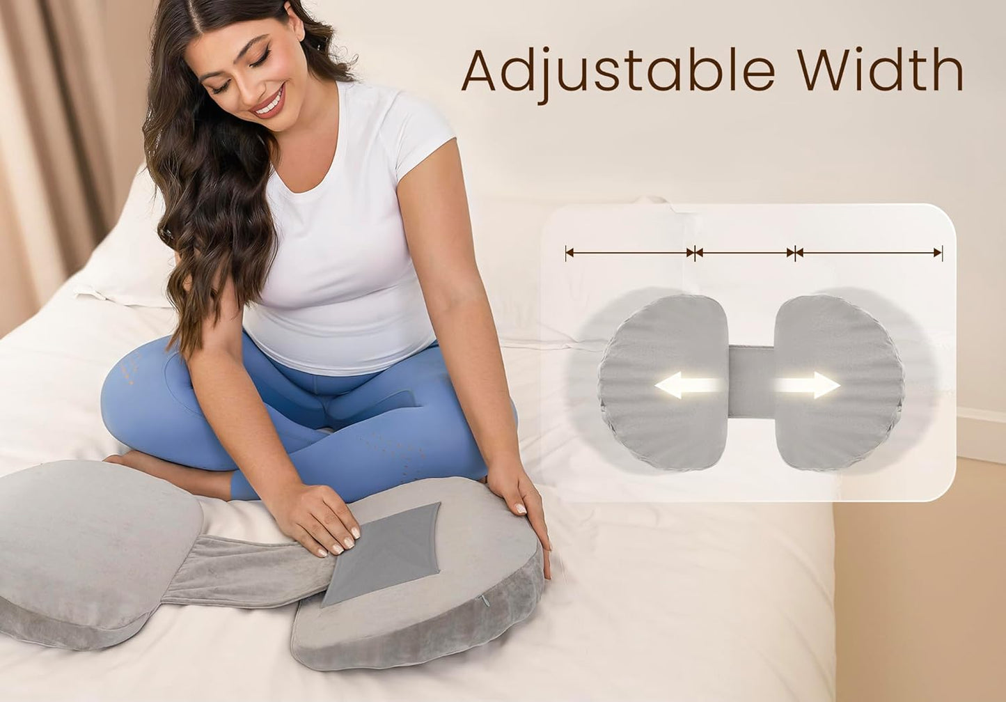 Pregnancy Pillow for Sleeping Memory Foam Pillow for Side Sleeper, Maternity Pillow Support for Back, Belly, HIPS for Pregnant Women, Portable and Adjustable Travel Wedge Velvet Grey