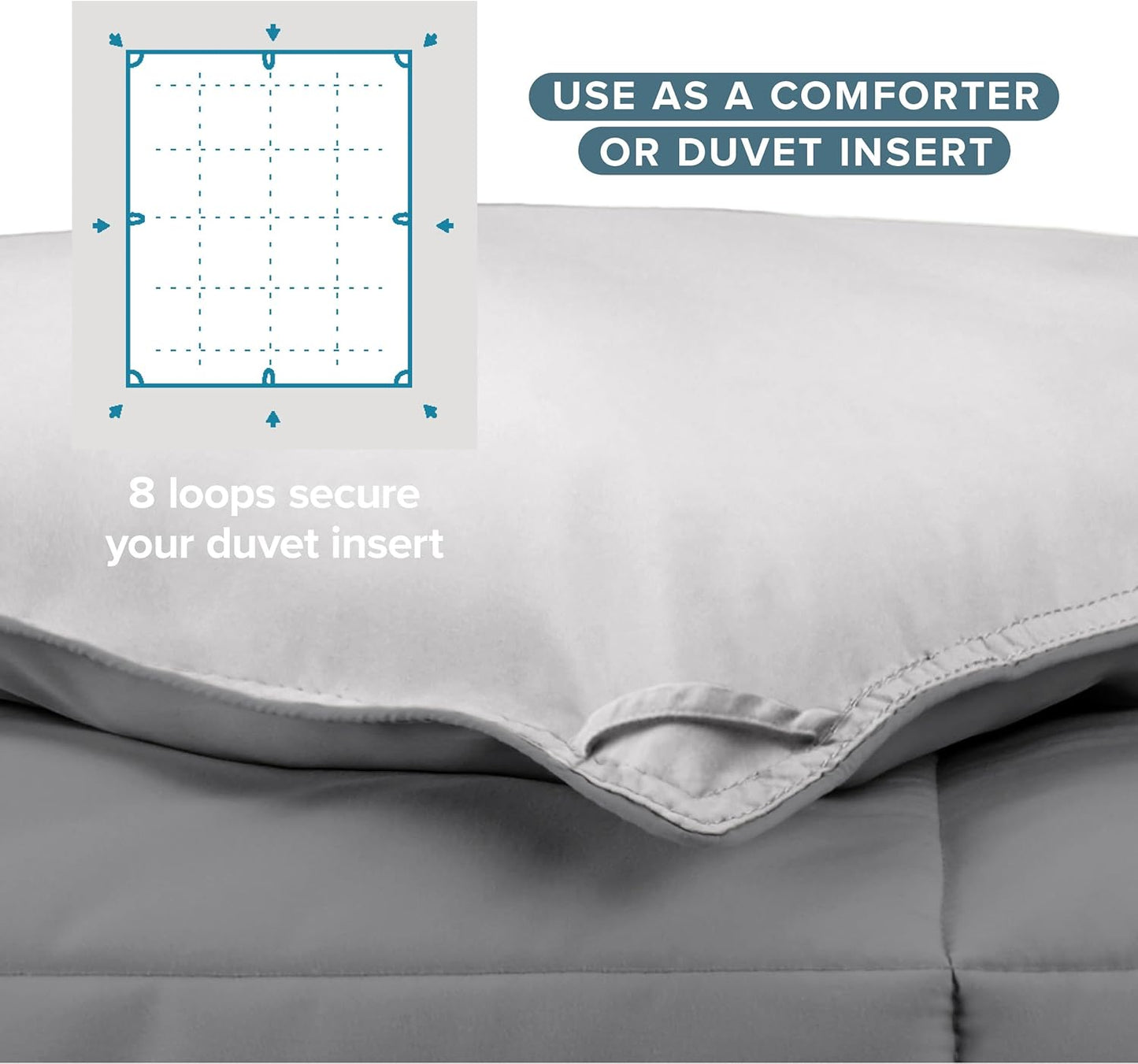 Bare Home Oversized King Comforter - Reversible Colors - Goose Down Alternative - Ultra-Soft - Premium 1800 Series - All Season Warmth - Bedding Comforter (Oversized King, Grey/Light Grey)